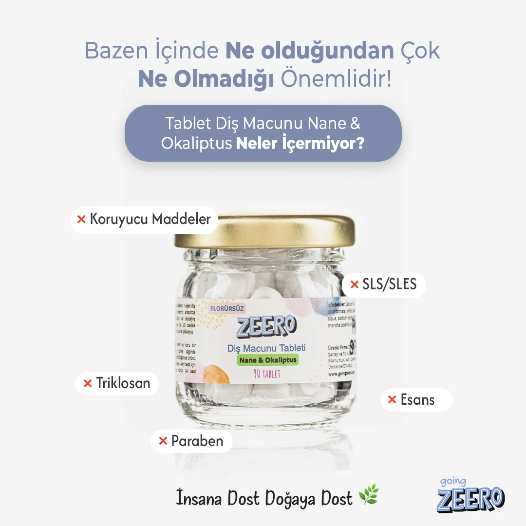 Diş Macunu Tableti - Nane & Okaliptus - Florürsüz